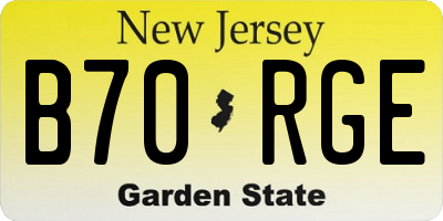 NJ license plate B70RGE