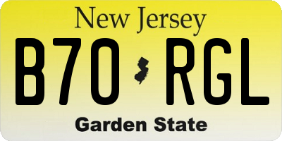 NJ license plate B70RGL