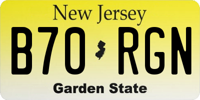 NJ license plate B70RGN