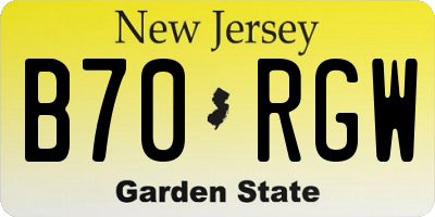 NJ license plate B70RGW