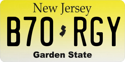 NJ license plate B70RGY