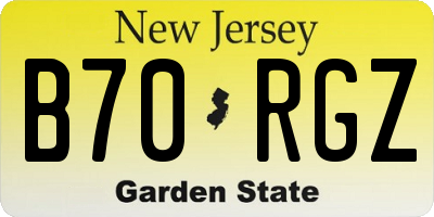 NJ license plate B70RGZ