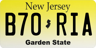 NJ license plate B70RIA