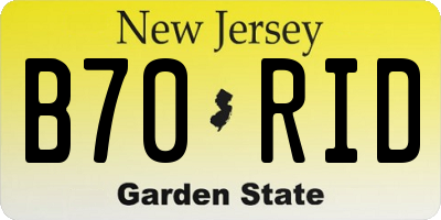 NJ license plate B70RID