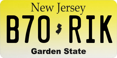 NJ license plate B70RIK
