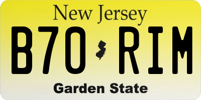 NJ license plate B70RIM