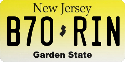 NJ license plate B70RIN