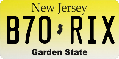 NJ license plate B70RIX