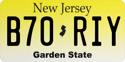 NJ license plate B70RIY
