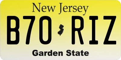 NJ license plate B70RIZ