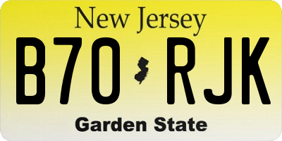 NJ license plate B70RJK