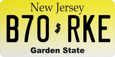 NJ license plate B70RKE