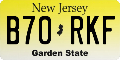 NJ license plate B70RKF