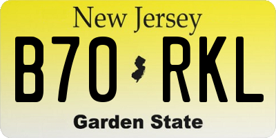 NJ license plate B70RKL