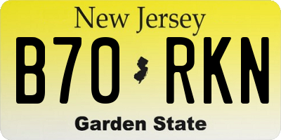 NJ license plate B70RKN