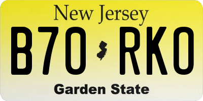 NJ license plate B70RKO