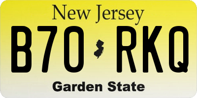 NJ license plate B70RKQ