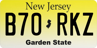 NJ license plate B70RKZ