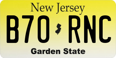 NJ license plate B70RNC