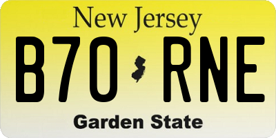 NJ license plate B70RNE