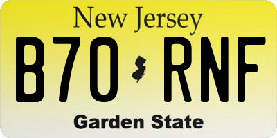 NJ license plate B70RNF