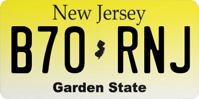 NJ license plate B70RNJ