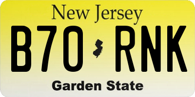 NJ license plate B70RNK