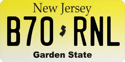 NJ license plate B70RNL