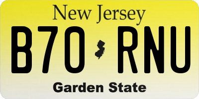 NJ license plate B70RNU