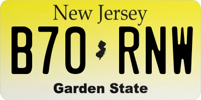 NJ license plate B70RNW
