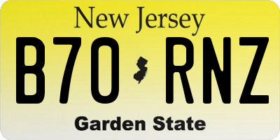 NJ license plate B70RNZ