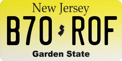 NJ license plate B70ROF