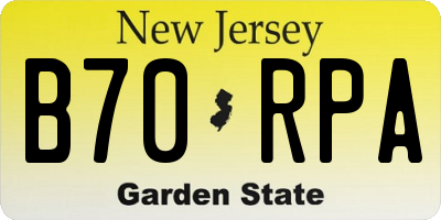 NJ license plate B70RPA