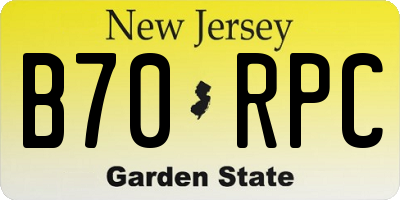 NJ license plate B70RPC