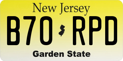 NJ license plate B70RPD