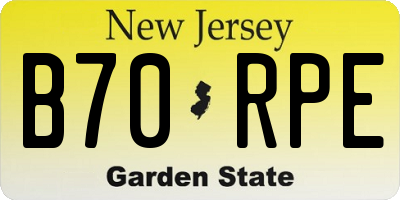NJ license plate B70RPE
