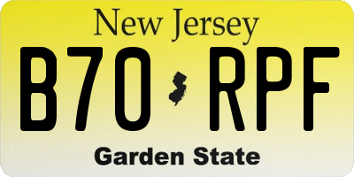 NJ license plate B70RPF