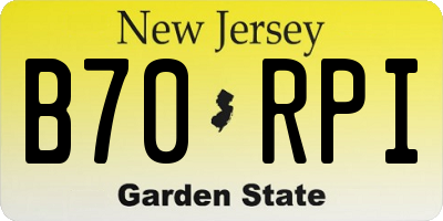 NJ license plate B70RPI