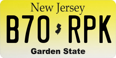 NJ license plate B70RPK