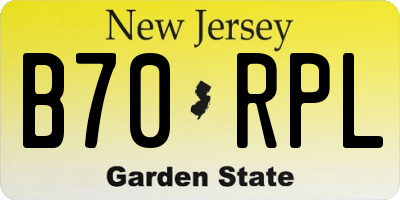 NJ license plate B70RPL