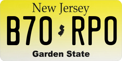 NJ license plate B70RPO