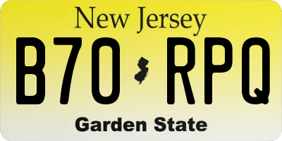 NJ license plate B70RPQ