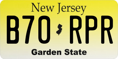NJ license plate B70RPR
