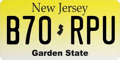 NJ license plate B70RPU