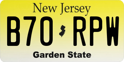 NJ license plate B70RPW