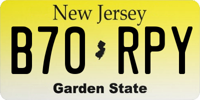 NJ license plate B70RPY