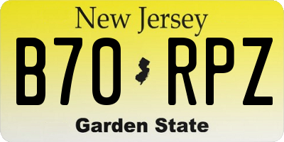 NJ license plate B70RPZ