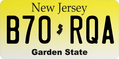 NJ license plate B70RQA