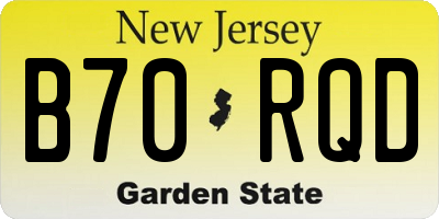 NJ license plate B70RQD