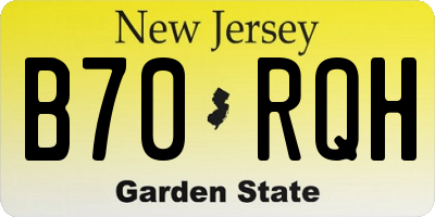 NJ license plate B70RQH